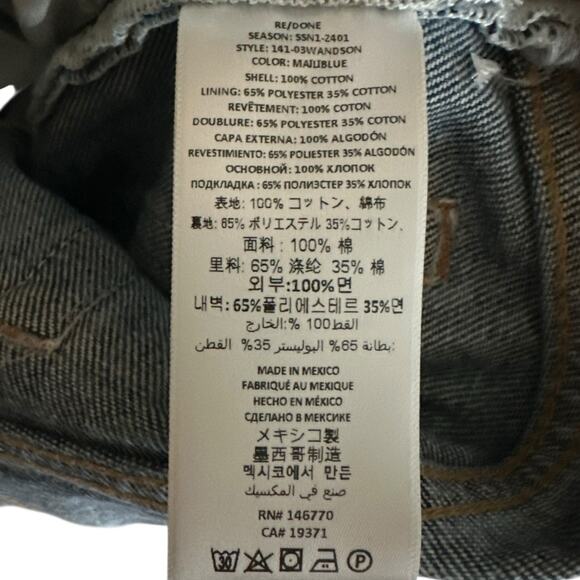 RE/DONE 70's Stove Pipe Straight Leg High Rise Denim Jeans Women's Size 27 NWT - Picture 6 of 10